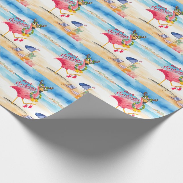 Flamingo Christmas themed  Wrapping Paper (Corner)
