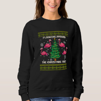 Flamingo Christmas Tree  Flocking Around Sweatshirt