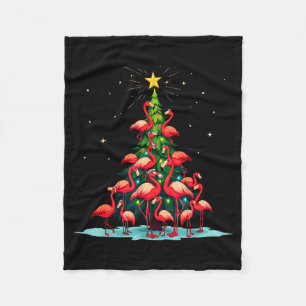 Flamingo Christmas Tree Funny Nkie Holiday Flaming Fleece Blanket