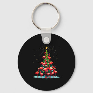Flamingo Christmas Tree Funny Nkie Holiday Flaming Key Ring