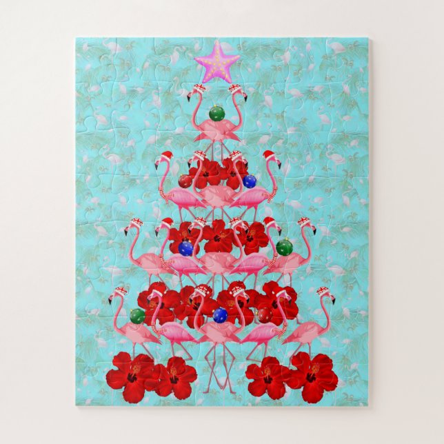 Flamingo Christmas Tree Jigsaw Puzzle (Vertical)