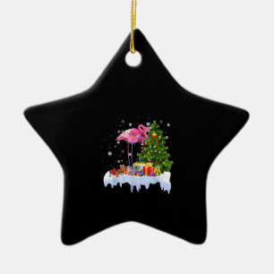 Flamingo Christmas Tree Lights Ceramic Tree Decoration
