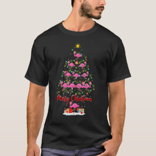 Flamingo Christmas Tree Lights  Flamingo Bird Xmas T-Shirt