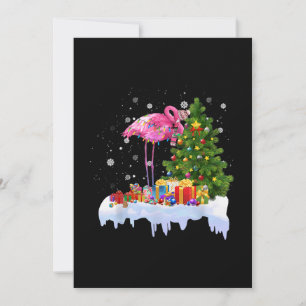 Flamingo Christmas Tree Lights Thank You Card