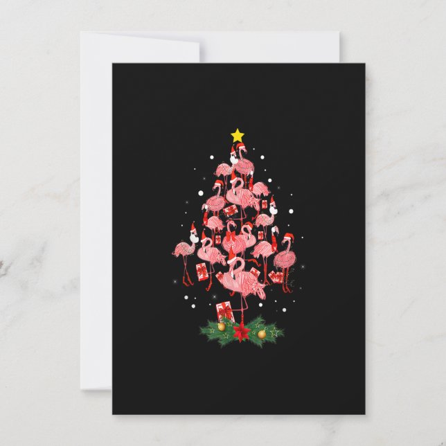 Flamingo Christmas Tree Ornament Decor Funny Xmas  Invitation (Front)