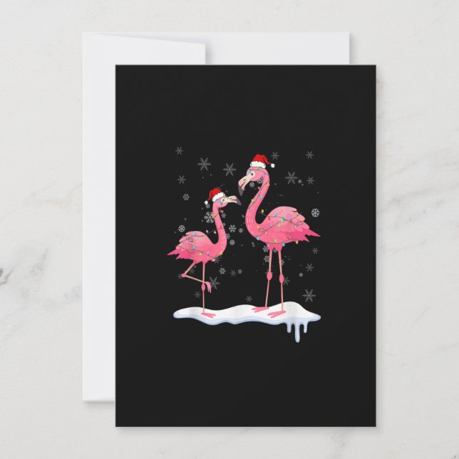 Flamingo Christmas Tree Santa Hat Invitation (Front)