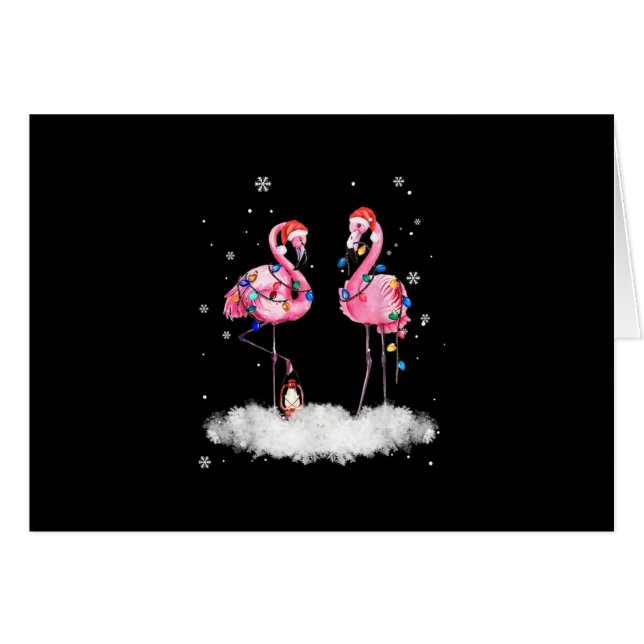 Flamingo Christmas Tree Santa Hat Light (Front Horizontal)