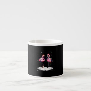 Flamingo Christmas Tree Santa Hat Light Espresso Cup