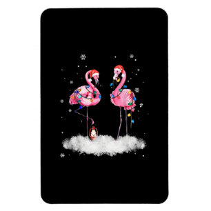 Flamingo Christmas Tree Santa Hat Light Magnet