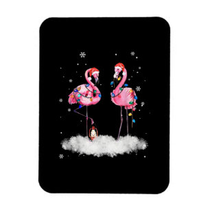 Flamingo Christmas Tree Santa Hat Light Magnet