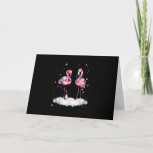Flamingo Christmas Tree Santa Hat Light Thank You Card