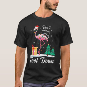 Flamingo Christmas Tree Santa Hat Xmas Light Merry T-Shirt