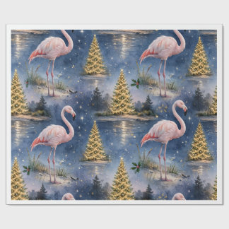 Flamingo Christmas Tree Wrapping Paper Roll