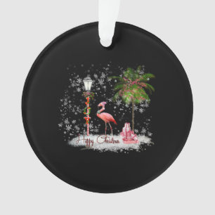 Flamingo Christmas Wishes Ornament
