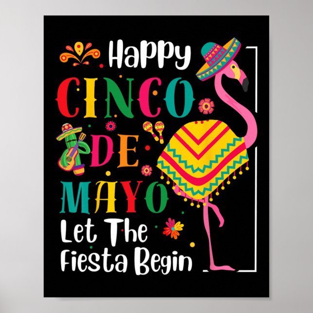 Flamingo Cinco De Mayo Mexican Fiesta For Men Wome Poster (Front)