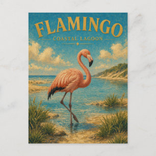 Flamingo Coastal Lagoon Watercolor GeoSaga Postcard