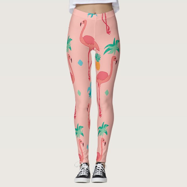 Flamingo Coral Leggings (Front)