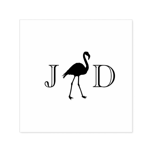 Flamingo Couple Wedding 2 Initial Monogram #2 Self-inking Stamp (Design)