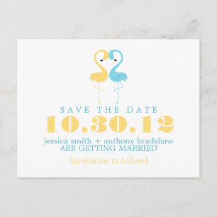 Flamingo Couple Wedding Save the Date Announcement Postcard