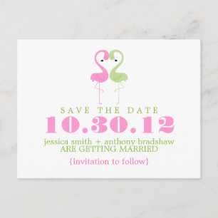 Flamingo Couple Wedding Save the Date Announcement Postcard