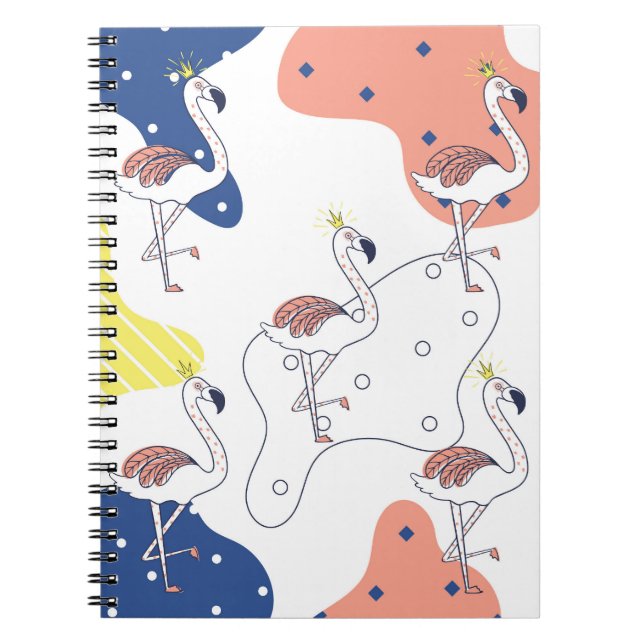 Flamingo Crown: Abstract Vintage Seamless. Notebook (Front)