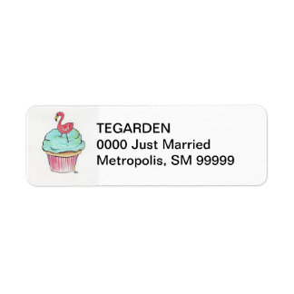 Flamingo Cupcake Return Address Label