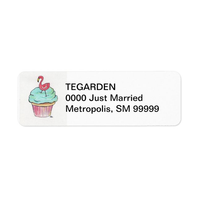 Flamingo Cupcake Return Address Label (Front)