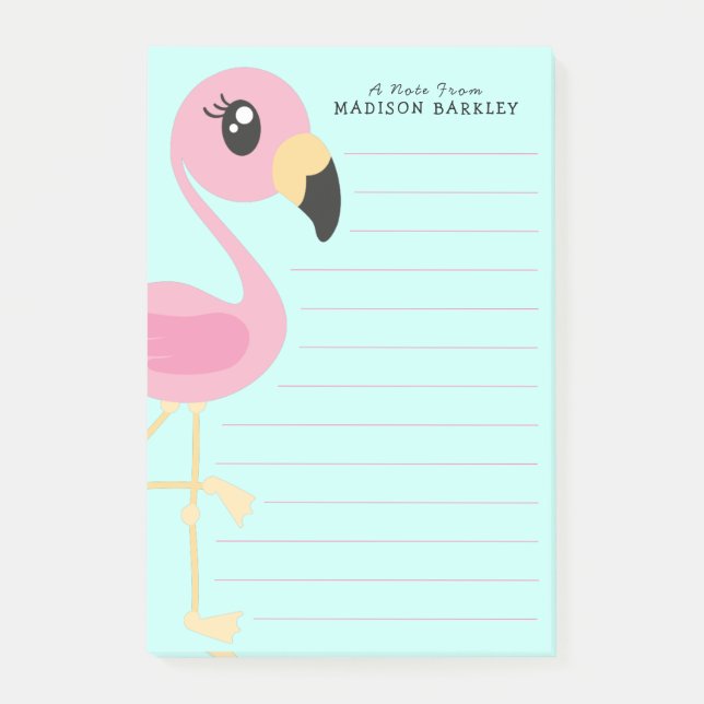 Flamingo Cute Tropical Kids Post-it Notes (Front)