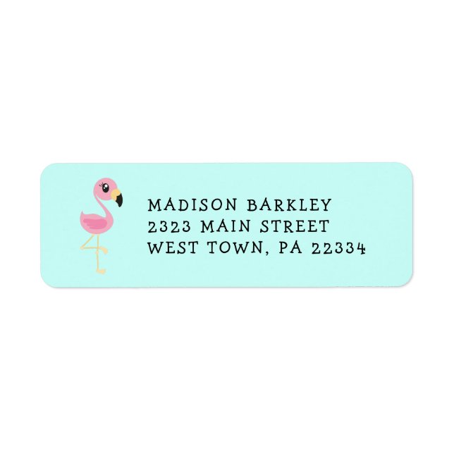 Flamingo Cute Tropical Kids Return Address Label (Front)