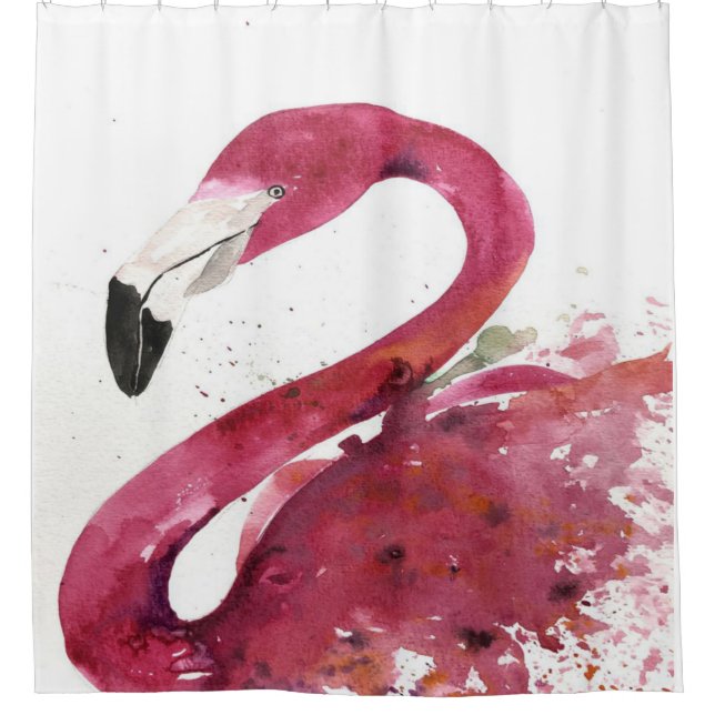 Flamingo | Cute Watercolor Flamingo Gifts Lover Shower Curtain (Front)
