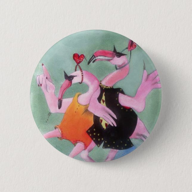 Flamingo Dance 6 Cm Round Badge (Front)