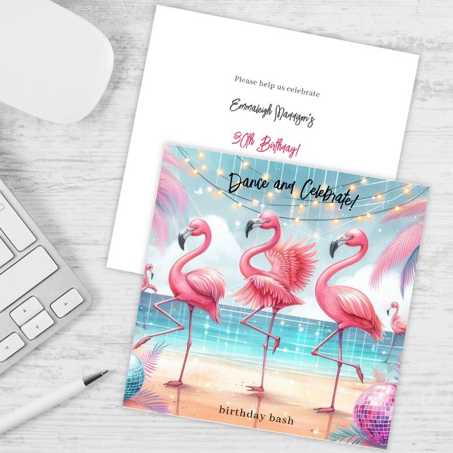 Flamingo Dance and Birthday Celebration Party Invitation (Creator Uploaded)