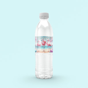 Flamingo Dance and Birthday Celebration Party  Water Bottle Label