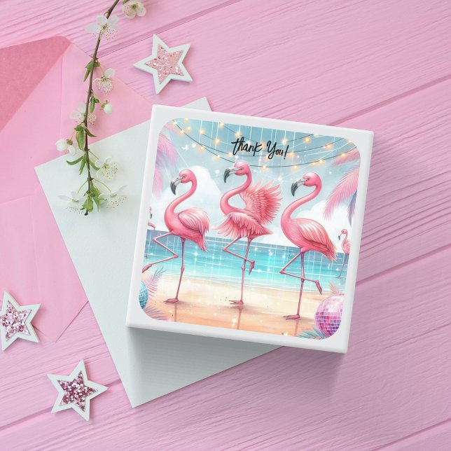 Flamingo Dance and Celebration Thank You Square Sticker (Creator Uploaded)