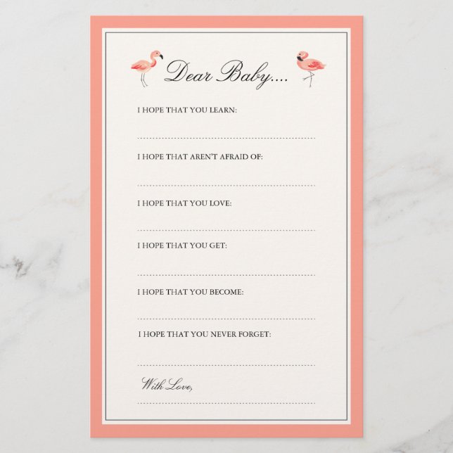 Flamingo | Dear Baby Cards (Front)