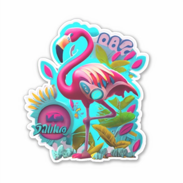 Flamingo Decorate with Vibrant Stickers (Front)