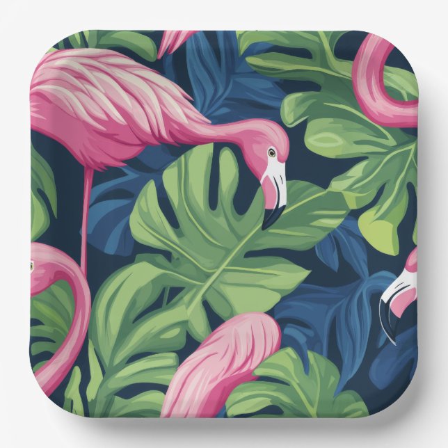 Flamingo Delight Paper Plate (Front)