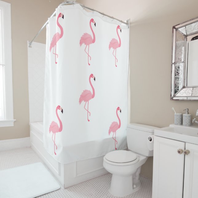 Flamingo Design Shower Curtain (In Situ)
