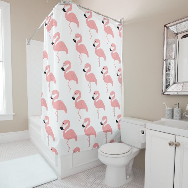 Flamingo Design Shower Curtain (In Situ)