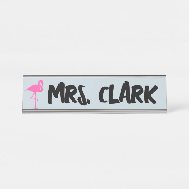 FLAMINGO DESK Custom Name Plate (Front)