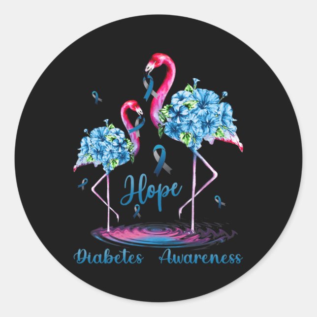 Flamingo Diabetes Awareness  Classic Round Sticker (Front)