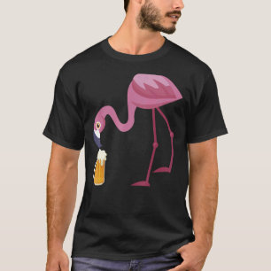 Flamingo Drinking Beer Summer Beer  Gag T-Shirt