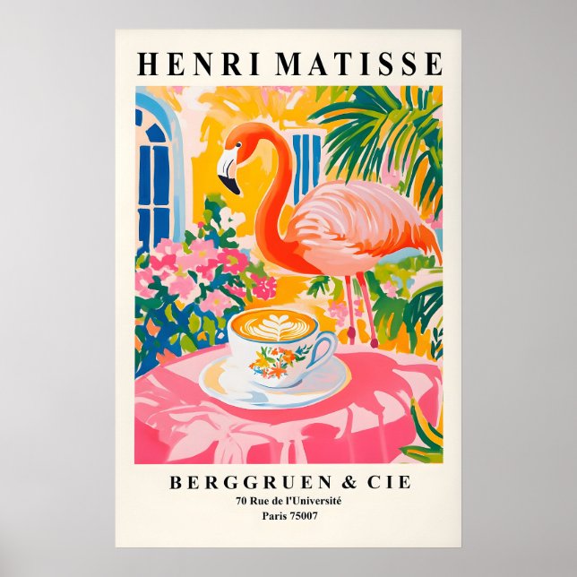 Flamingo Drinking Coffee Art Print Henri Matisse (Front)