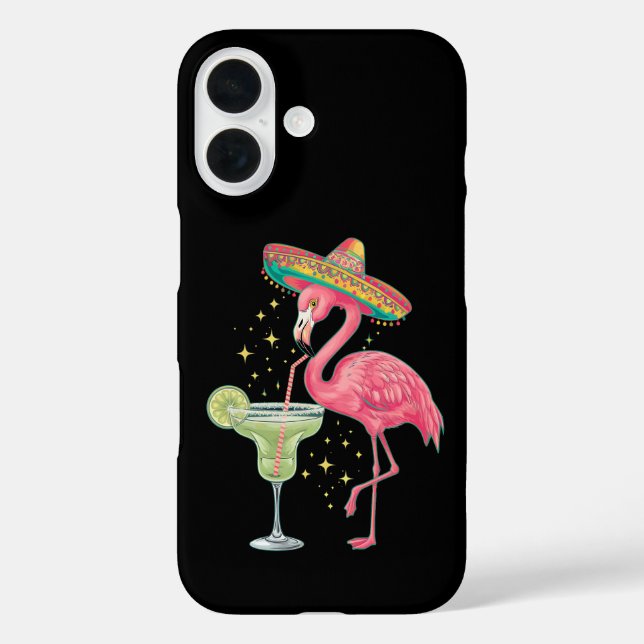 Flamingo Drinking Margarita Funny Mexican Poncho Case-Mate iPhone Case (Back)