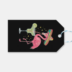 Flamingo Drinking Margarita Funny Mexican Poncho Gift Tags