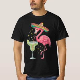 Flamingo Drinking Margarita Funny Mexican Poncho T-Shirt