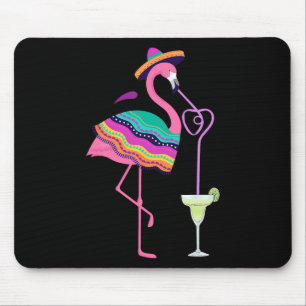 Flamingo Drinking Margarita Mexican Poncho Cinco D Mouse Pad