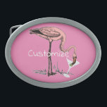 Flamingo Drinking Martini Thunder_Cove  Belt Buckle<br><div class="desc">Art Illustration of pink Flamingo drinking a dirty olive martini,  customise with your own greeting,  name,  message,  etc</div>