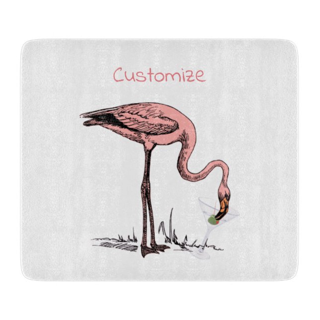 Flamingo Drinking Martini Thunder_Cove Cutting Board (Front)