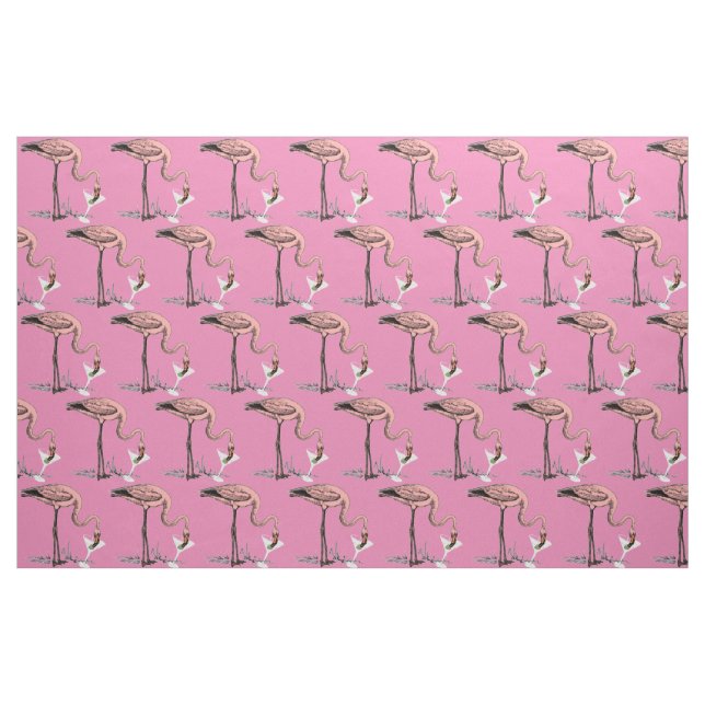 Flamingo Drinking Martini Thunder_Cove Fabric (Fat Quarter)